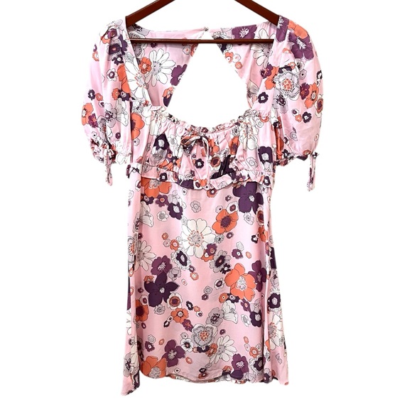 For Love & Lemons Magnolia Floral Mini Dress Cottage Core Retro 70s Size Small - Picture 7 of 16